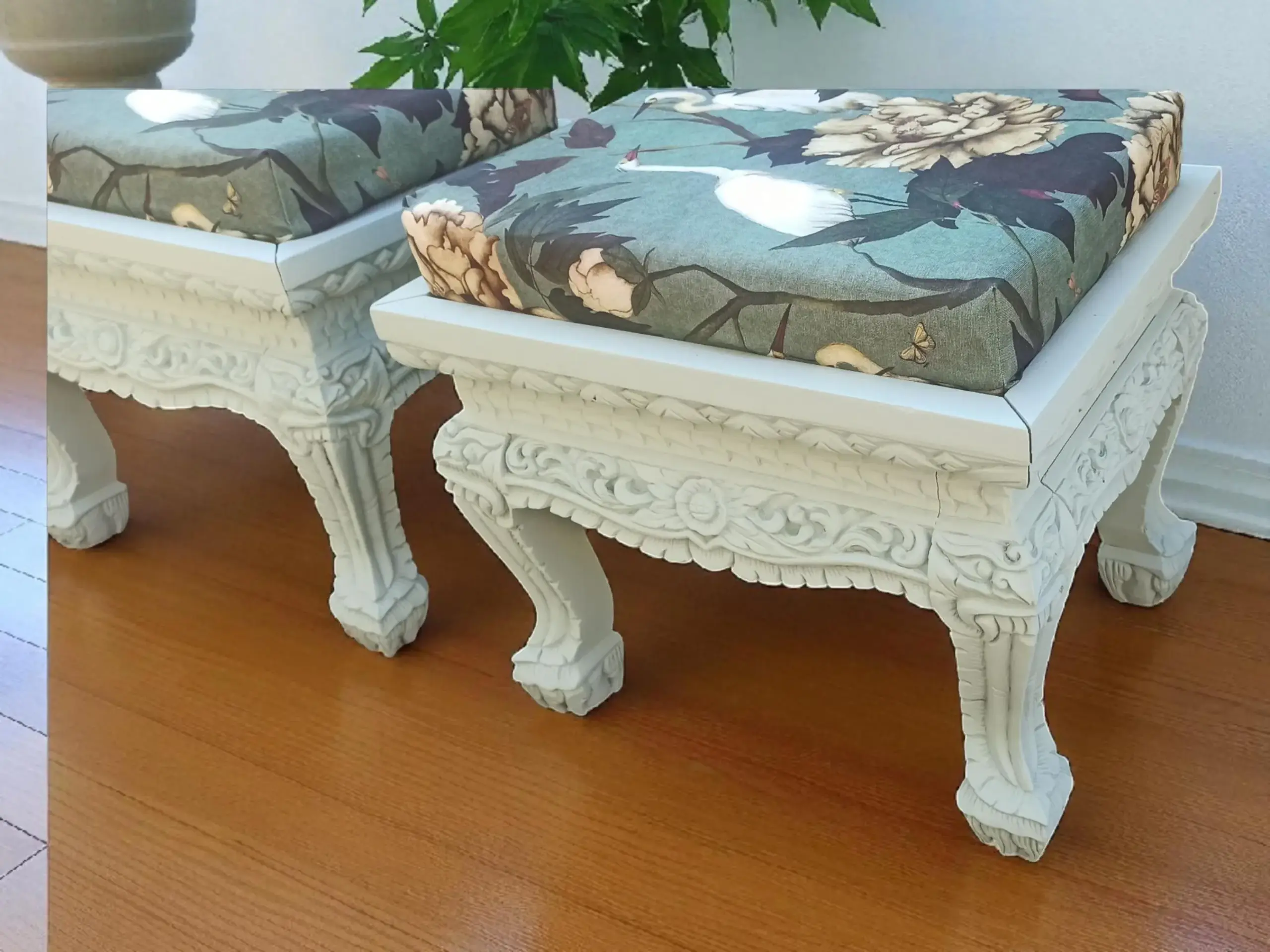 Sitzhocker Holzschemel Hocker Asia Stil Shabby Upcycling Tick Trick und Track – Bild 8