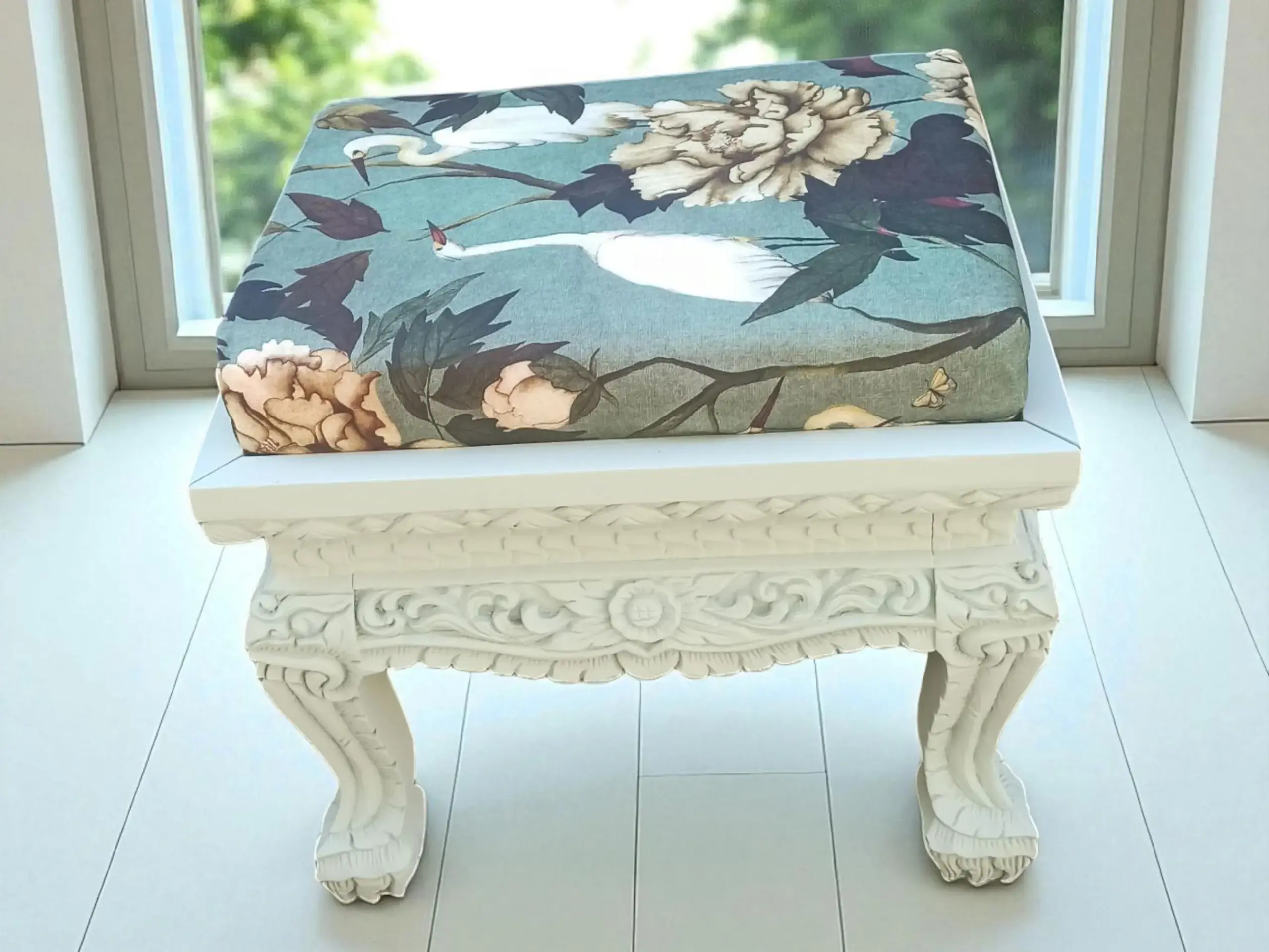 Sitzhocker Holzschemel Hocker Asia Stil Shabby Upcycling Tick Trick und Track – Bild 2