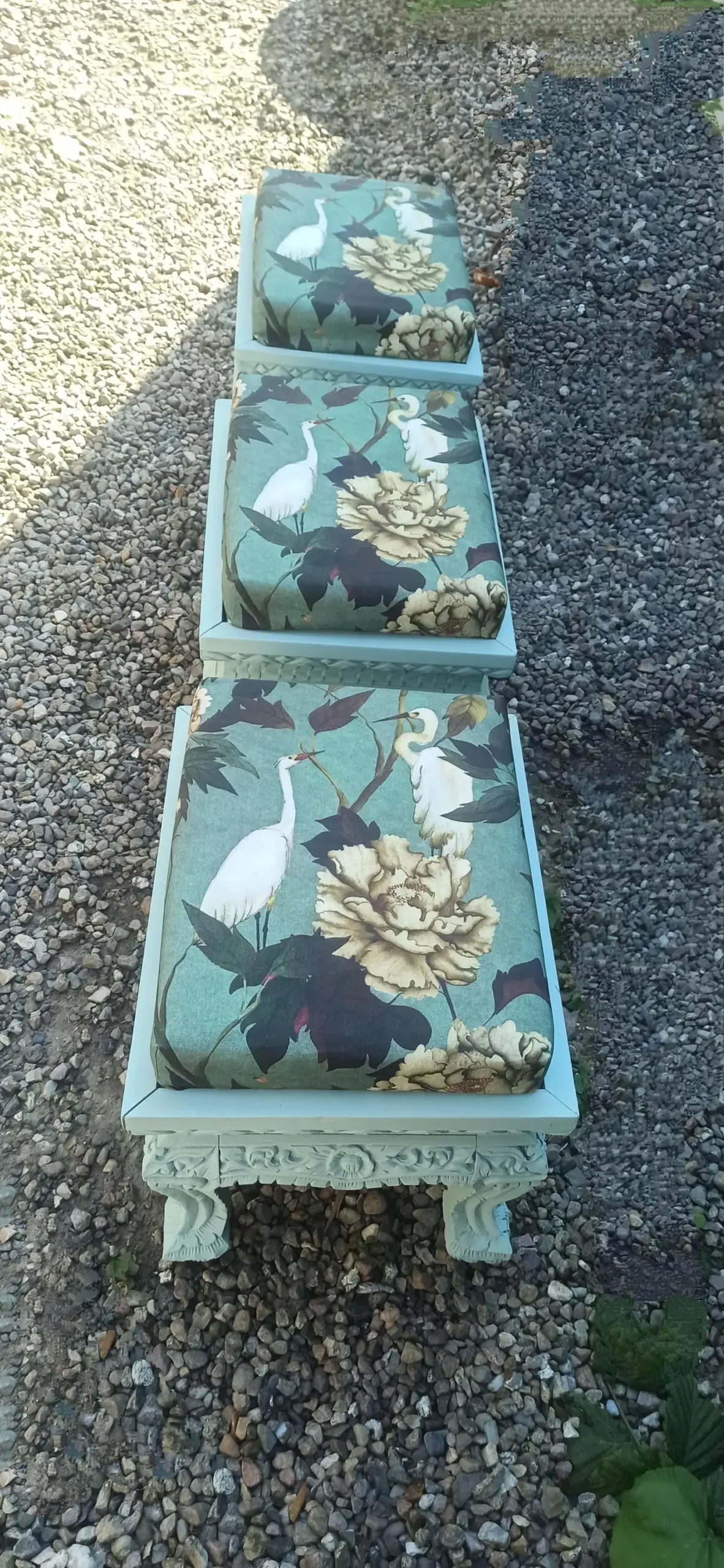 Sitzhocker Holzschemel Hocker Asia Stil Shabby Upcycling Tick Trick und Track – Bild 3