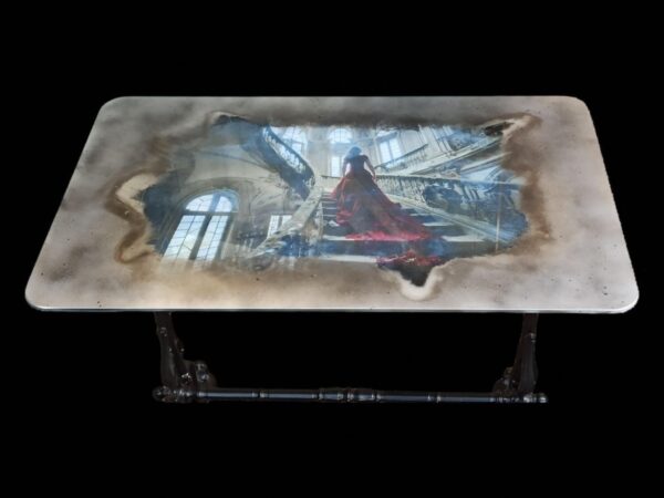 Glastisch Tisch Juliane Gussgestell Gartentisch Shabby Vintage Upcycling – Bild 3