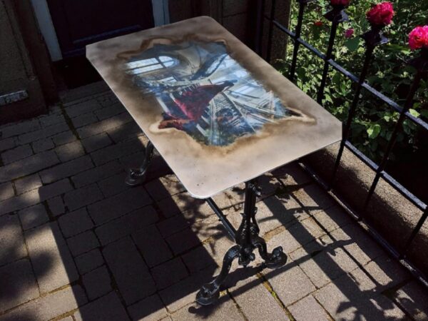 Glastisch Tisch Juliane Gussgestell Gartentisch Shabby Vintage Upcycling – Bild 4