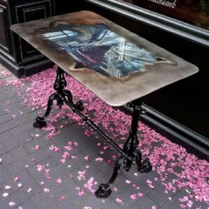 Glastisch Tisch Juliane Gussgestell Gartentisch Shabby Vintage Upcycling