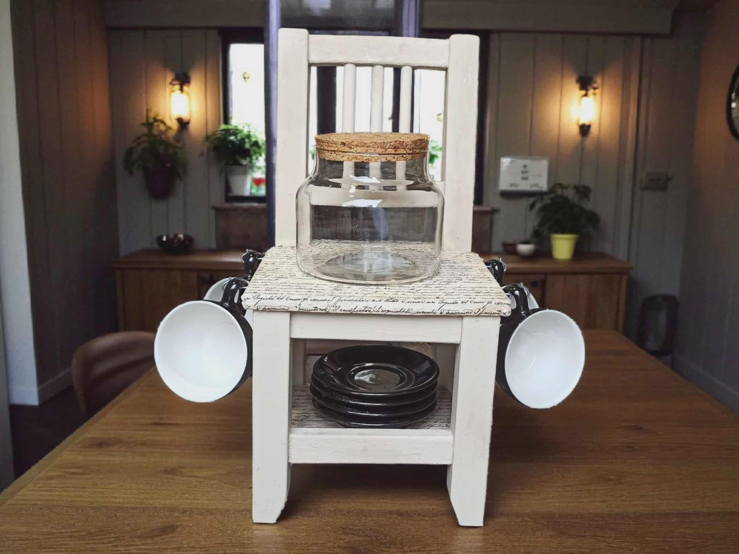 Stuhl Kaffeestuhl Teestuhl Pflanzstuhl upcycling shabby Kaffee – Bild 4