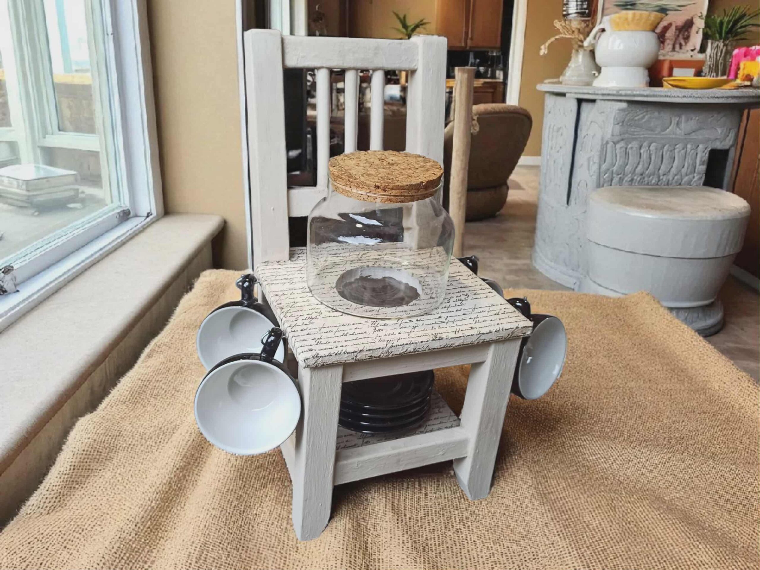 Stuhl Kaffeestuhl Teestuhl Pflanzstuhl upcycling shabby Kaffee – Bild 7